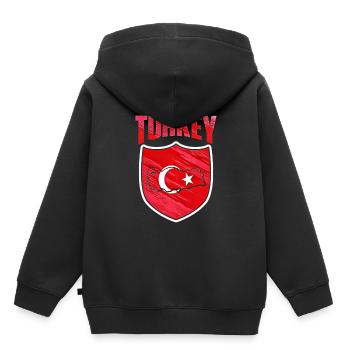 Turquie - Sweat Premium à capuche enfant bio - noir - Dos - AI Model Kid Male (0cm)