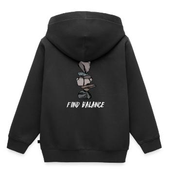 Steine Stapeln Schichten Balancieren - Kinder Premium Organic Hoodie - Schwarz - Hinten - AI Model Kid Male (0cm)