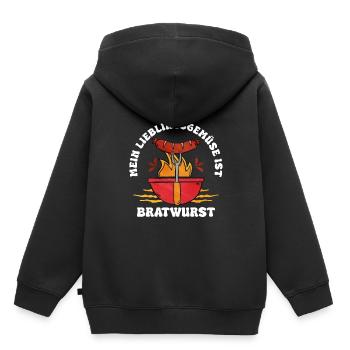 Bratwurst als Geschenk - Kinder Premium Organic Hoodie - Schwarz - Hinten - AI Model Kid Male (0cm)