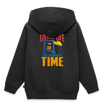 3D Printing - Kids Premium Organic Hoodie - black - Back - AI Model Kid Male (0cm)
