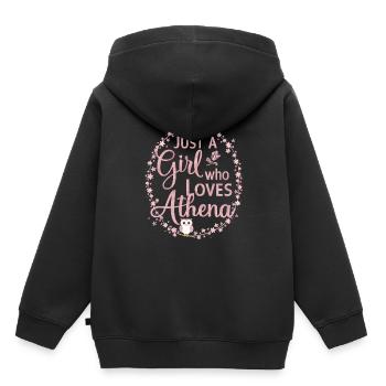 Athena-Göttin Geschenk - Kinder Premium Organic Hoodie - Schwarz - Hinten - AI Model Kid Male (0cm)