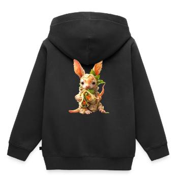 Rouleaux de printemps Aardvark - Sweat Premium à capuche enfant bio - noir - Dos - AI Model Kid Male (0cm)