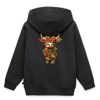 Viande de vache Boeuf - Sweat Premium à capuche enfant bio - noir - Dos - AI Model Kid Male (0cm)