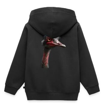 Strauß - Kinder Premium Organic Hoodie - Schwarz - Hinten - AI Model Kid Male (0cm)