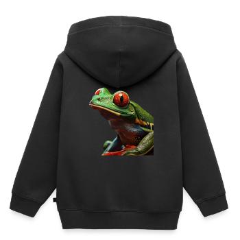 Rainette aux yeux rouges - Sweat Premium à capuche enfant bio - noir - Dos - AI Model Kid Male (0cm)