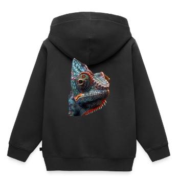 Caméléon - Sweat Premium à capuche enfant bio - noir - Dos - AI Model Kid Male (0cm)