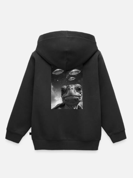 Ufo Selfie Schildkröte - Kinder Premium Organic Hoodie - Schwarz