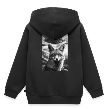 Ovni Selfie Renard - Sweat Premium à capuche enfant bio - noir - Dos - AI Model Kid Male (0cm)