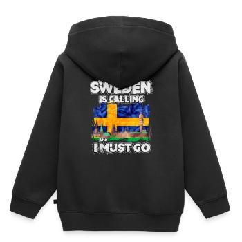 Schweden - Kinder Premium Organic Hoodie - Schwarz - Hinten - AI Model Kid Male (0cm)