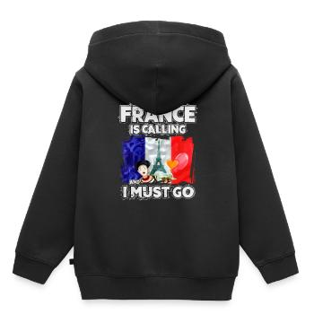Frankreich - Kinder Premium Organic Hoodie - Schwarz - Hinten - AI Model Kid Male (0cm)