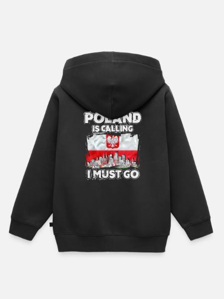 Polen - Kinder Premium Organic Hoodie - Schwarz