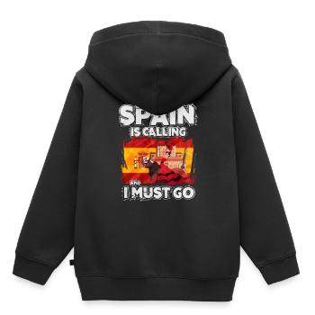 Espagne - Sweat Premium à capuche enfant bio - noir - Dos - AI Model Kid Male (0cm)
