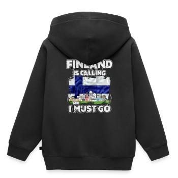 Finlande - Sweat Premium à capuche enfant bio - noir - Dos - AI Model Kid Male (0cm)