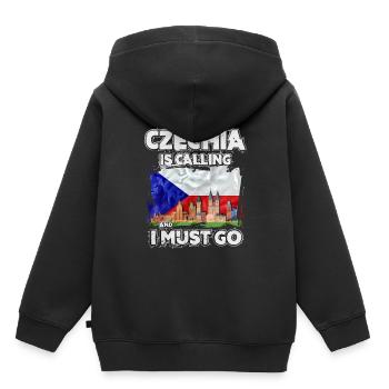 Tchéquie - Sweat Premium à capuche enfant bio - noir - Dos - AI Model Kid Male (0cm)