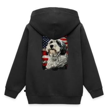 Drapeau américain Bobtail - Sweat Premium à capuche enfant bio - noir - Dos - AI Model Kid Male (0cm)