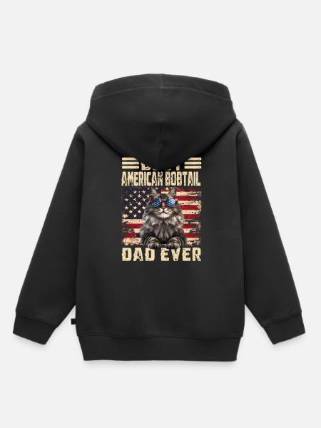 American Bobtail Papa - Kinder Premium Organic Hoodie - Schwarz