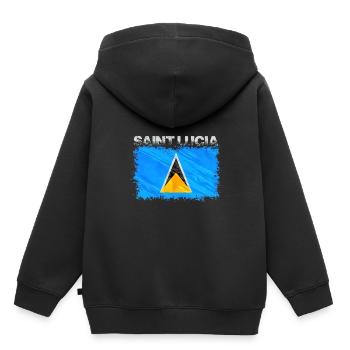 Sainte-Lucie - Sweat Premium à capuche enfant bio - noir - Dos - AI Model Kid Male (0cm)