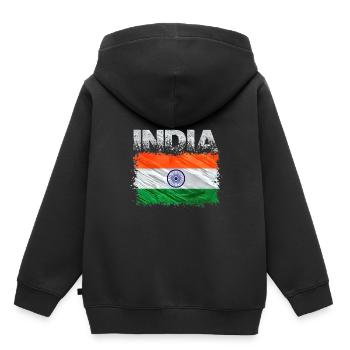 Indien - Kinder Premium Organic Hoodie - Schwarz - Hinten - AI Model Kid Male (0cm)