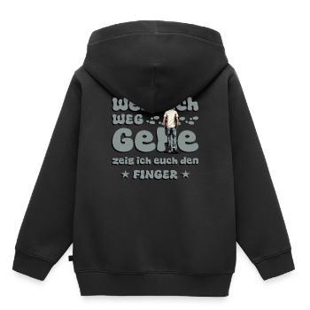 Quand je m’éloignerai, je te montrerai le doigt d’honneur - Sweat Premium à capuche enfant bio - noir - Dos - AI Model Kid Male (0cm)