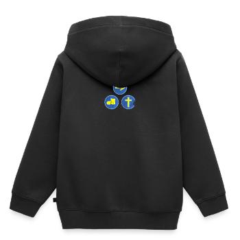 Pèlerins Saint-Jacques-de-Compostelle - Sweat Premium à capuche enfant bio - noir - Dos - AI Model Kid Male (0cm)