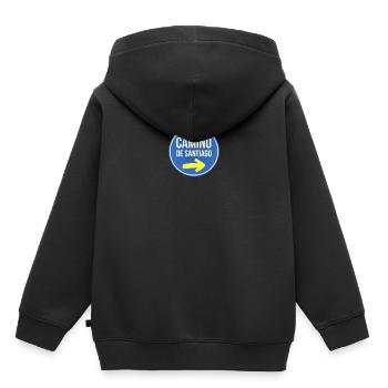Route de pèlerinage Camino Temps de pèlerinage De Santiago - Sweat Premium à capuche enfant bio - noir - Dos - AI Model Kid Male (0cm)