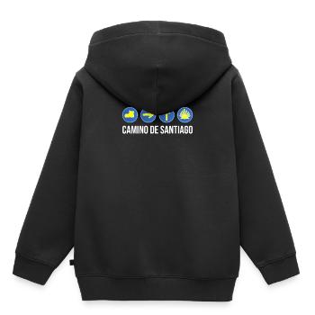 Camino de Santiago Pèlerin - Sweat Premium à capuche enfant bio - noir - Dos - AI Model Kid Male (0cm)