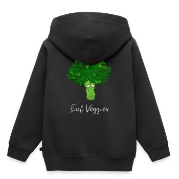 Mangez des légumes brocoli légumes - Sweat Premium à capuche enfant bio - noir - Dos - AI Model Kid Male (0cm)