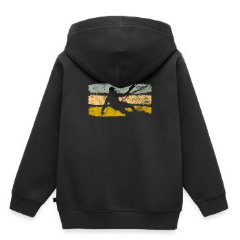 Cadeau rétro Kiteboard - Sweat Premium à capuche enfant bio - noir - Dos - AI Model Kid Male (0cm)