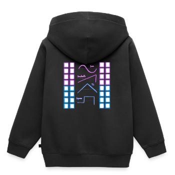 Forme d'onde analogique analogique nerd synthétiseur - Sweat Premium à capuche enfant bio - noir - Dos - AI Model Kid Male (0cm)
