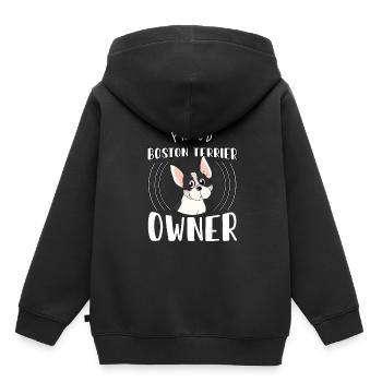 Terriers de Boston, Terriers de Boston, Terriers de Boston - Sweat Premium à capuche enfant bio - noir - Dos - AI Model Kid Male (0cm)
