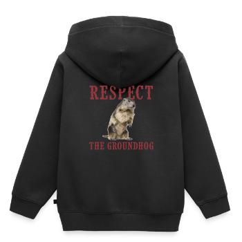 jour de la marmotte, jour de la marmotte 2021, ombre - Sweat Premium à capuche enfant bio - noir - Dos - AI Model Kid Male (0cm)