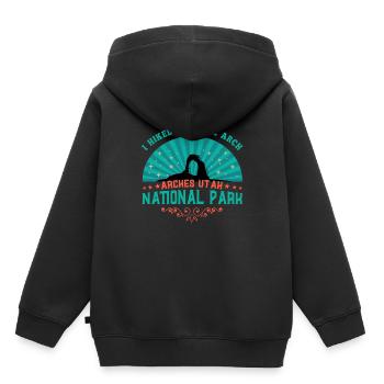 Parc national des Arches, Parc national des Arches Randonnée - Sweat Premium à capuche enfant bio - noir - Dos - AI Model Kid Male (0cm)