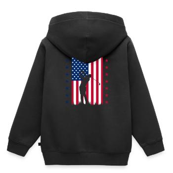 4 juillet, 4 juillet golf, golf américain, USA - Sweat Premium à capuche enfant bio - noir - Dos - AI Model Kid Male (0cm)