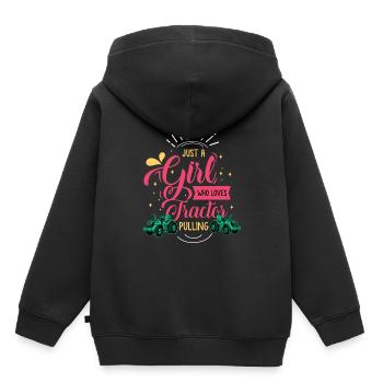 tractor pulling, tractor pulling, drag, - Kids Premium Organic Hoodie - black - Back - AI Model Kid Male (0cm)
