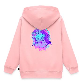 Jésus shirt dieu église catholique chrétienne - Sweat Premium à capuche enfant bio - rose - Dos - AI Model Kid Female (0cm)