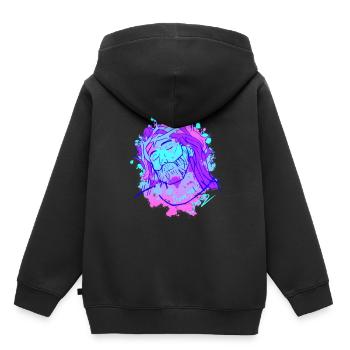 Jésus shirt dieu église catholique chrétienne - Sweat Premium à capuche enfant bio - noir - Dos - AI Model Kid Male (0cm)