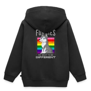 Furry, Furry Wolf, Cosplay, - Sweat Premium à capuche enfant bio - noir - Dos - AI Model Kid Male (0cm)