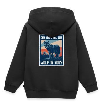 Wolf Spruch - Kinder Premium Organic Hoodie - Schwarz - Hinten - AI Model Kid Male (0cm)