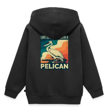 Pelikan Spruch Palmen Retro - Kinder Premium Organic Hoodie - Schwarz - Hinten - AI Model Kid Male (0cm)