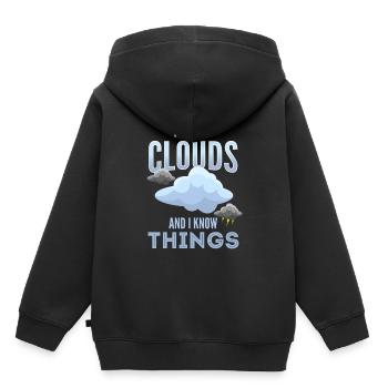 Météo, Météo Chasseurs de tempête, Storm - Sweat Premium à capuche enfant bio - noir - Dos - AI Model Kid Male (0cm)