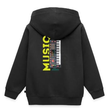 Beatmaker, Beatmaker synthesizer, style des années 80, - Sweat Premium à capuche enfant bio - noir - Dos - AI Model Kid Male (0cm)
