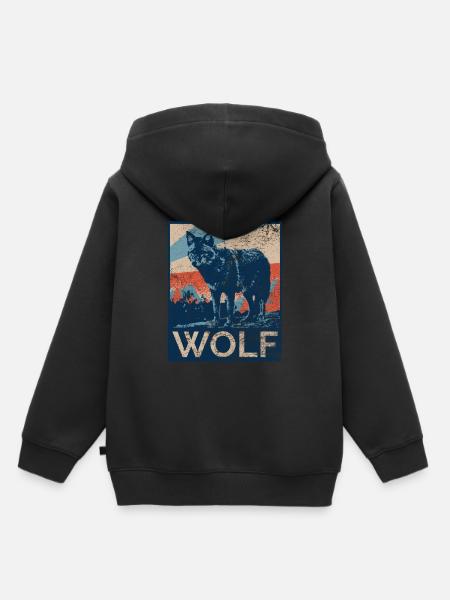 Loup loup - Sweat Premium à capuche enfant bio - noir