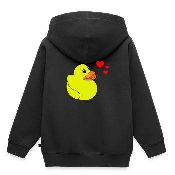 Quietscheente Valentinstag - Kinder Premium Organic Hoodie - Schwarz - Hinten - AI Model Kid Male (0cm)