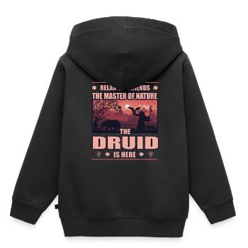 Druides - Maîtres de la Nature - Conception de jeux de rôle - Sweat Premium à capuche enfant bio - noir - Dos - AI Model Kid Male (0cm)