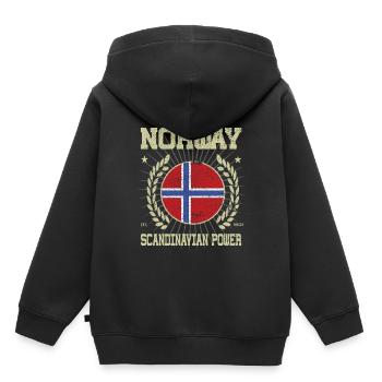 Design Cool Norvège - Sweat Premium à capuche enfant bio - noir - Dos - AI Model Kid Male (0cm)