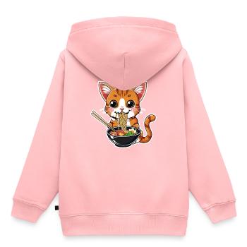 Niedliche Katze mit Ramen Nudeln - Kinder Premium Organic Hoodie - Rosa - Hinten - AI Model Kid Female (0cm)