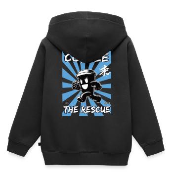 kaffee die rettung - Kinder Premium Organic Hoodie - Schwarz - Hinten - AI Model Kid Male (0cm)