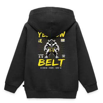 Ceinture jaune en arts martiaux - Ceinture jaune - Sweat Premium à capuche enfant bio - noir - Dos - AI Model Kid Male (0cm)