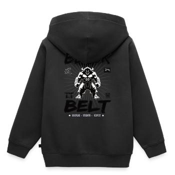 Ceinture noire en arts martiaux - Ceinture noire - Sweat Premium à capuche enfant bio - noir - Dos - AI Model Kid Male (0cm)