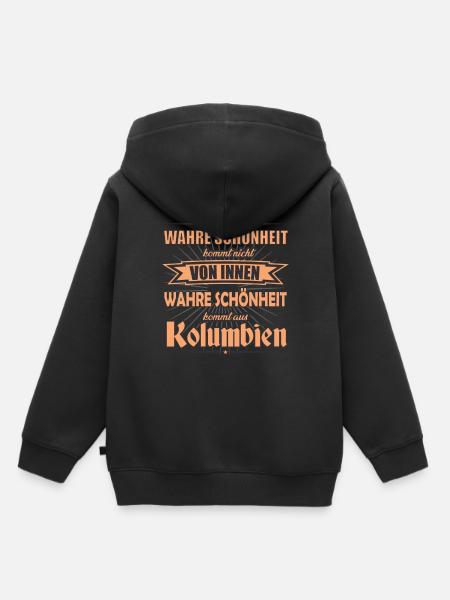 La vraie beauté vient du design colombien - Sweat Premium à capuche enfant bio - noir